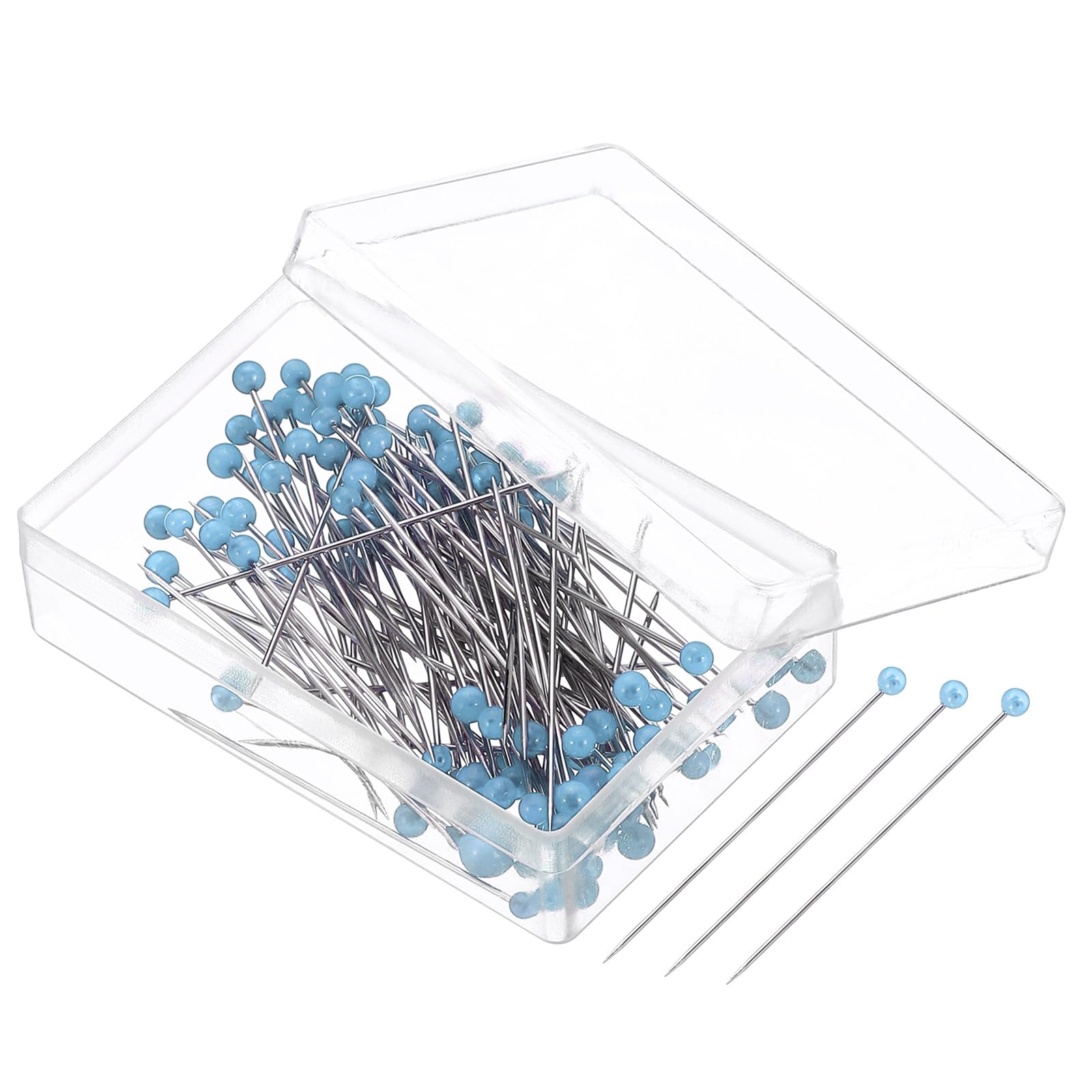 PATIKIL Sewing Pins, 200 Pcs 1.5 Inch Pearlized Ball Head Pins Straight Pin for Fabric, Decorative, Cloth Making, DIY, Blue