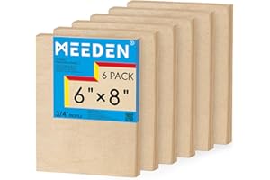 MEEDEN Unfinished Wood Canvas Board: 3/4” Deep 6x8” Wooden Canvas Panel Pack of 6 - Blank Cradled Wood Art Board for Painting