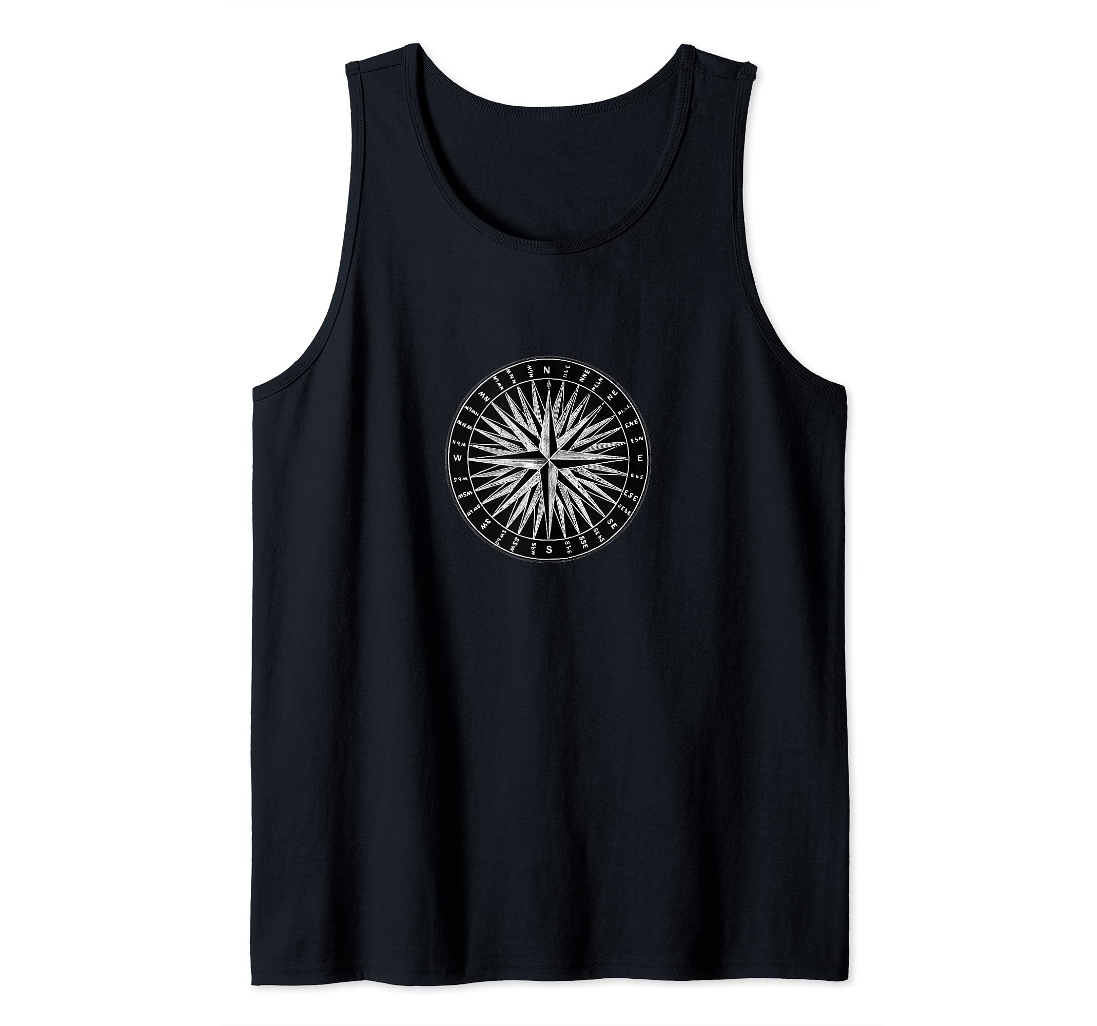 COMPASS ILLUSTRATION VINTAGE TRAVEL Camping Outdoor Sport Tank Top