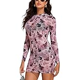 YYA Women's Sheer Bodycon Midi Dress Long Sleeve See-Through Slim Fit Turtle Neck Sexy Dress Club Party Night Out, S-XXL