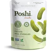 POSHI Petite Dill Pickle Snack Packs With Sea Salt, 2 oz (Pack of 10) | Non-GMO, Sugar Free, low carb, 5 Calories Per Pouch, Liquid-Free, Single-Serve, Non-GMO, For Snacking, Salads, Meal Toppers