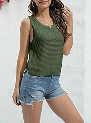FISACE Womens Summer Knit Sweater Tank Tops Round