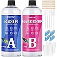 Epoxy Resin 34OZ - Epoxy Resin Kit, Crystal Clear Epoxy Resin Kit - Not Yellowing, No Bubble, Self Leveling, High-Gloss, Casting & Coating for DIY Jewelry Making of The Art Resin & Epoxy (17OZ x 2)