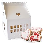 Karentology Red Cottage House Gift Boxes – 30-Pack Embossed Plastic Treat Boxes For Cookies, Candies, Desserts | Reusable Bakery Packaging