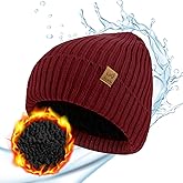 ACUSHLA Waterproof Windproof Cuff Beanie - Thick Fleece Lined Knit Winter Hat for Men & Women Warm Watch Cap for Cold Weather