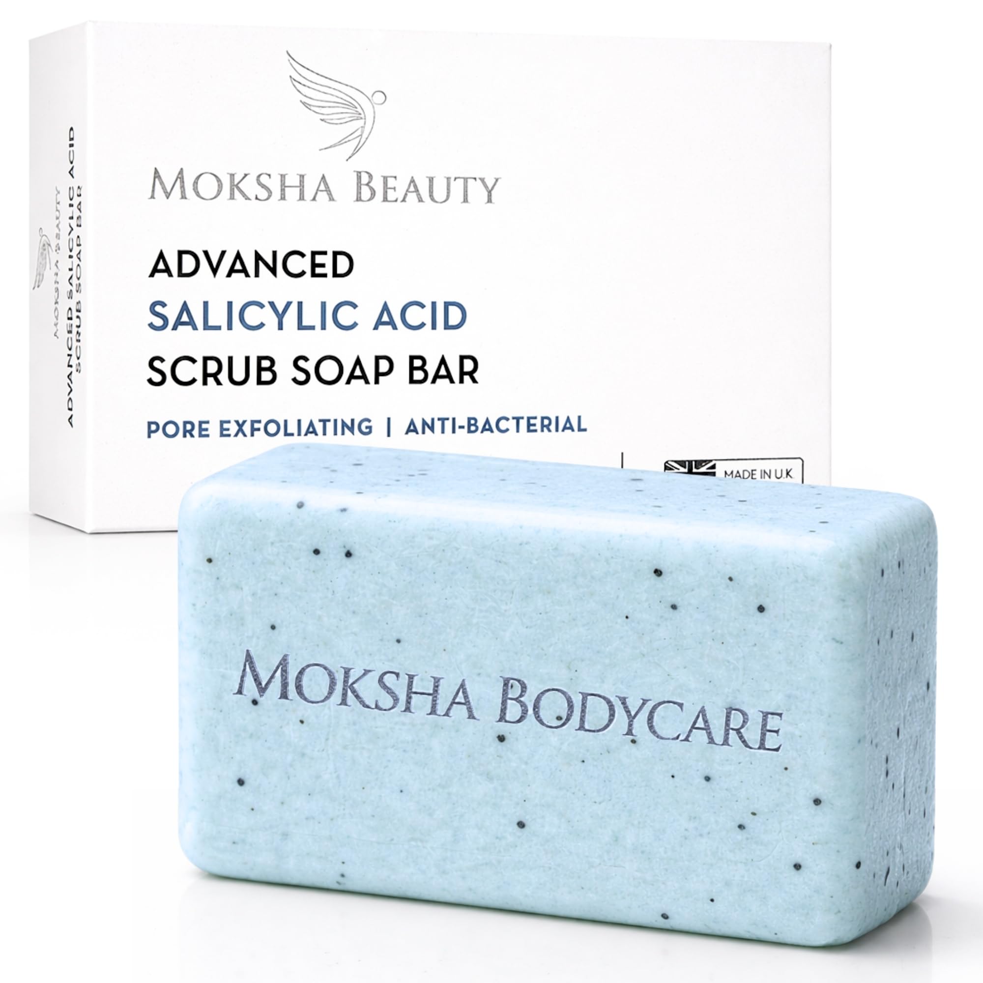 Salicylic Acid Soap Scrub Bar - [Made In U.K] Salicylic Acid Cleanser Face and Body Wash for Acne Treatment Spots Blemishes Blackheads Pimples Sensitive Skin - 100g