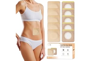 STFOCE 10pcs Castor Oil Pack Wrap, Disposable Castor Oil Pack for Belly Button, Organic Cotton Pad Self-Adhesive, Highly Absorbent, No Leakage, No Wash, Portable(Khaki)