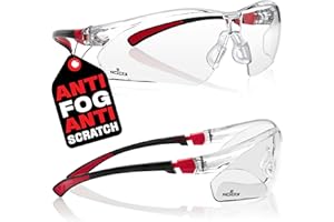 NoCry Clear Safety Glasses for Men and Women with Anti-Fog and Scratch Resistant Wrap Around Lenses, Adjustable Temples and N