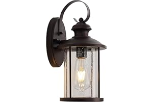 MICSIU Oil Rubbed Bronze Outdoor Wall Light Fixtures, Clear Seedy Glass Exterior Porch Sconces Wall Mounted Lighting, 13.75 Inch Exterior Light for House, Entryway, Doorway, Pathway