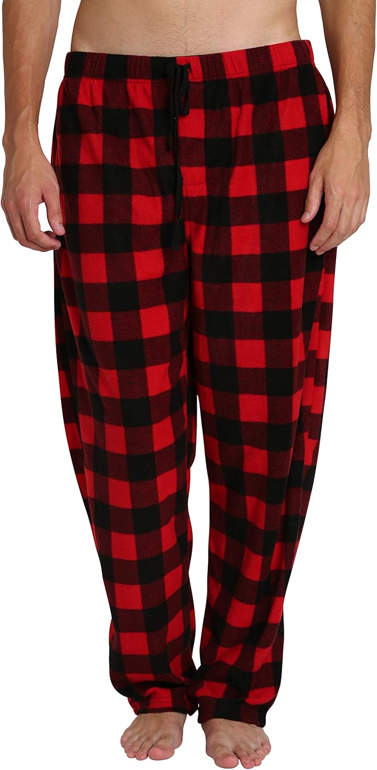 SLEEPHERO pantalón de pijama de forro polar para hombre y adulto, Negro