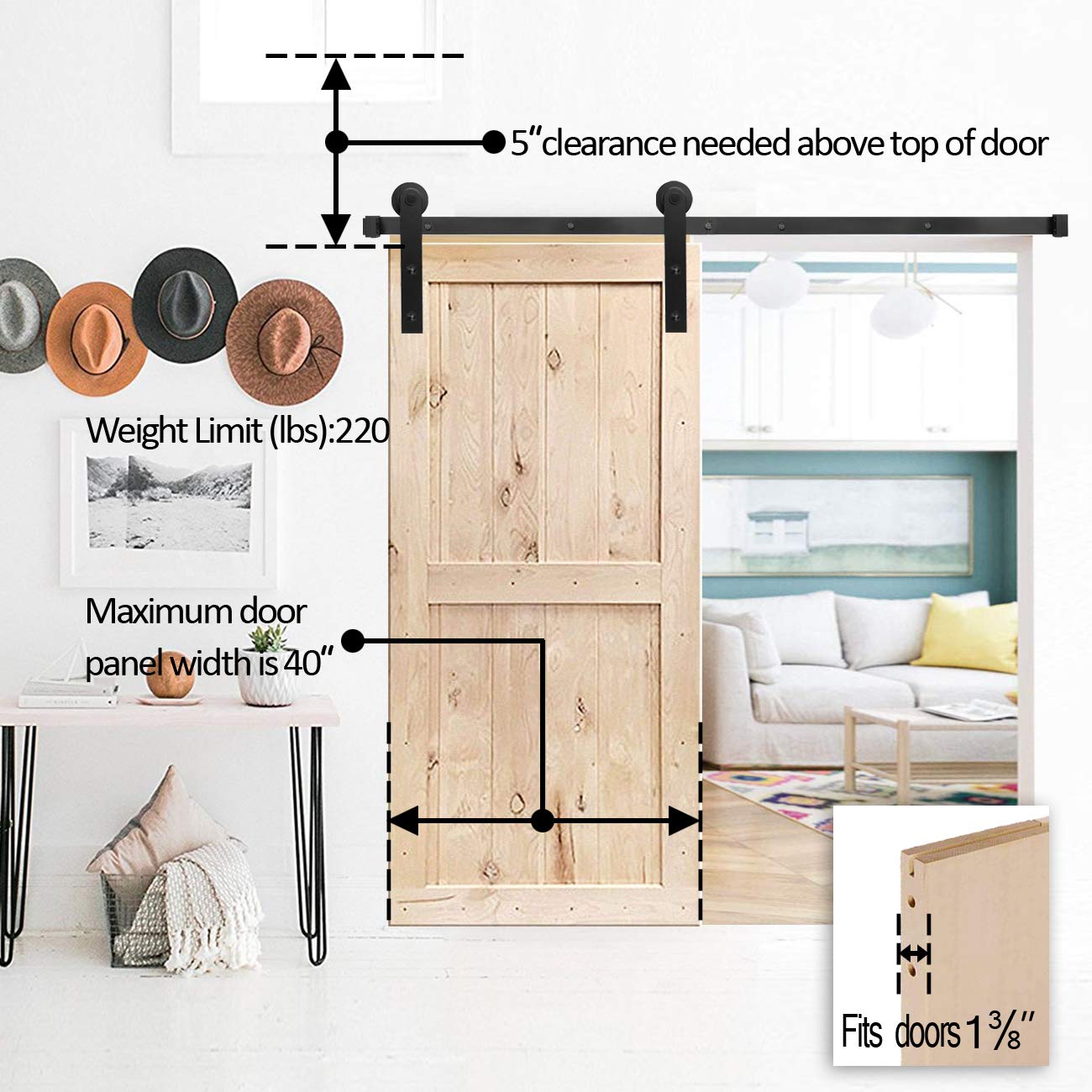 YIGOLD 6.6ft Heavy Duty Sturdy Sliding Barn Door Hardware Kit Factory Outlet Carbon Steel- Ultra Smoothly and Quietly Design-Easy Installation-Fit 35\