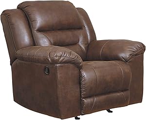 Signature Design by Ashley - Stoneland Contemporary Faux Leather Rocker Recliner, Brown
