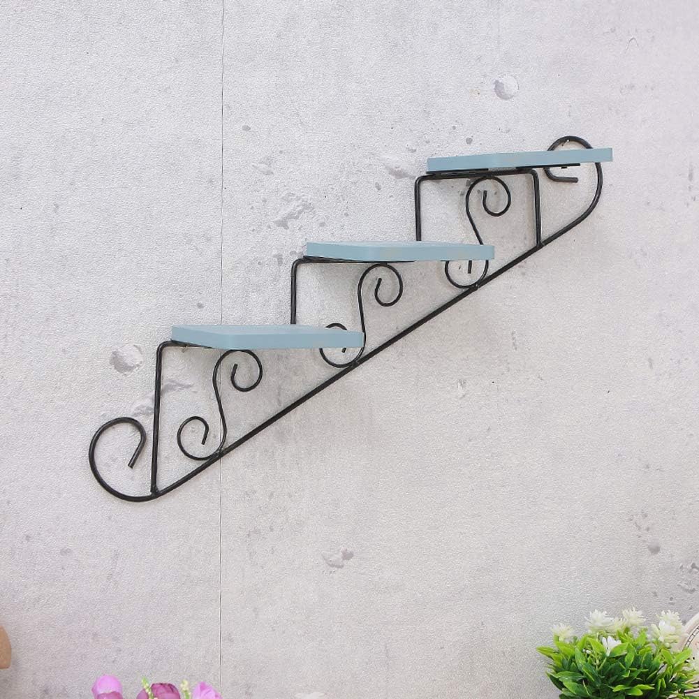 RYFS European-style Home Wall hanging Flower stand,3 tier Wall-mounted Wrought iron Flower pot rack Plant stand-F 43x9.7cm(17x4inch)