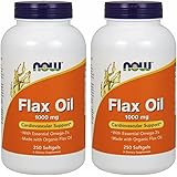 【バリュー２本セット】[海外直送品]　NOW Foods　【大容量】フラックスオイル（亜麻仁）　1000mg 250粒 Flax Oil 1000mg 2...