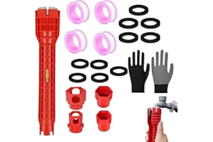 14-in-1 Basin Wrench Set - Multi-Function Faucet Tool, Includes 4 Rolls of Tape, 10 Washers, and Nylon Gloves for Easy Instal