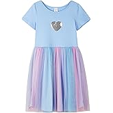 DANI CHINS Girl Knit Short-Sleeve Tutu Dress Colorful Tulle Sparkle Dresses