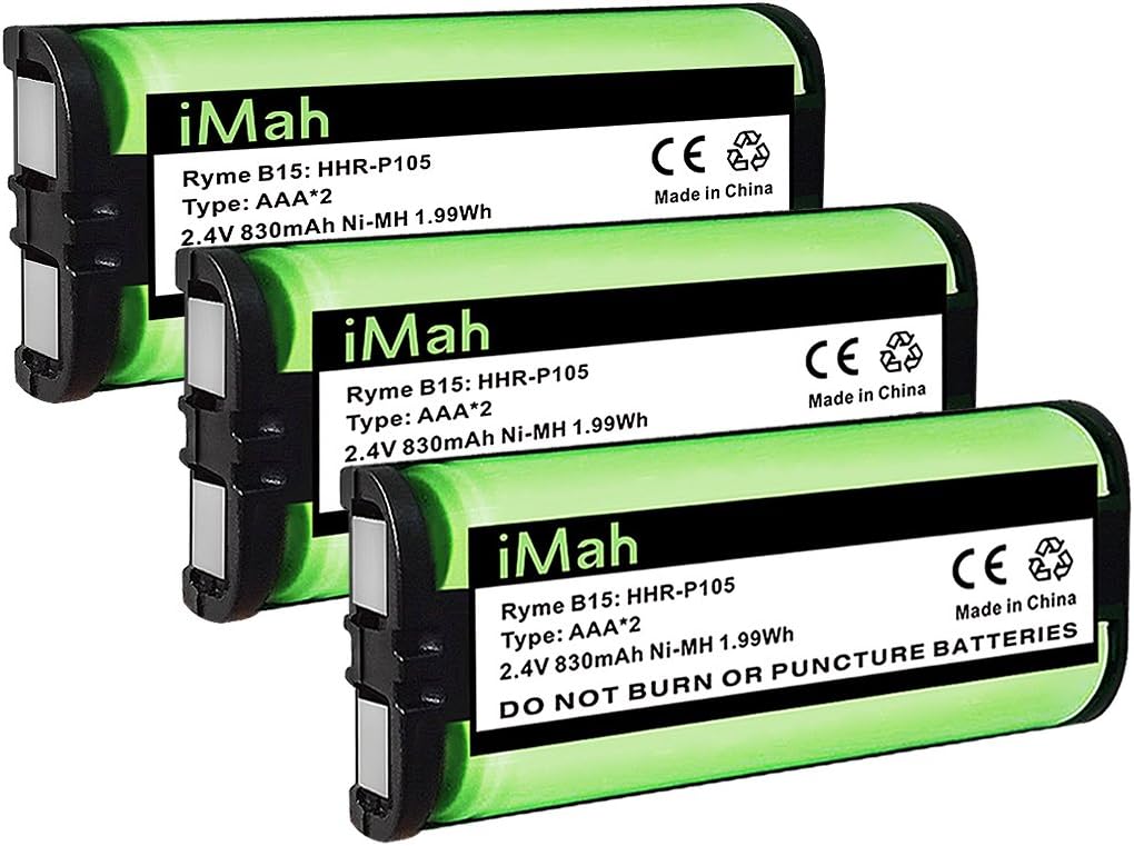 3-Pack iMah HHR-P105 Cordless Phone Battery Compatible with Panasonic HHR-P105A KX-TG5777 KX-TGA242 KX-TGA571 (Type 31) Home Handset Telephone