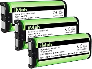 3-Pack iMah HHR-P105 Cordless Phone Battery Compatible with Panasonic HHR-P105A KX-TG5777 KX-TGA242 KX-TGA571 (Type 31) Home Handset Telephone