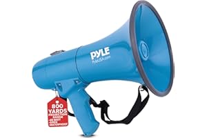 Pyle Megaphone Siren Bullhorn Speaker, Portable and Lightweight Automatic Bullhorn for Indoor & Outdoor Use, Wide Projection 