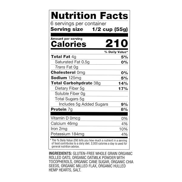 OATSOME ORGANIC OVERNIGHT OATS WITH CHIA, FLAX, & HEMP, GLUTEN-FREE OATMEAL WITH 7G OF PROTEIN, 12OZ BAG