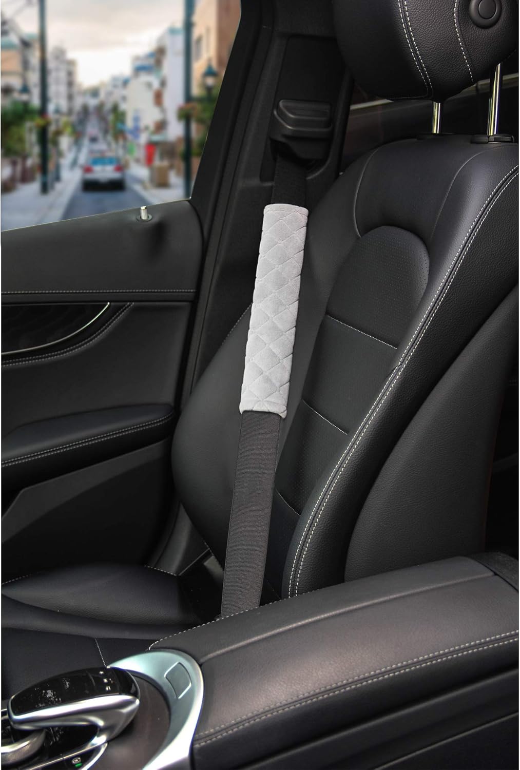Car Seat Belt Cushions Shoulder Pad Soft Two Packs for All Car Owners for a More Comfortable Driving (Grey): Automotive