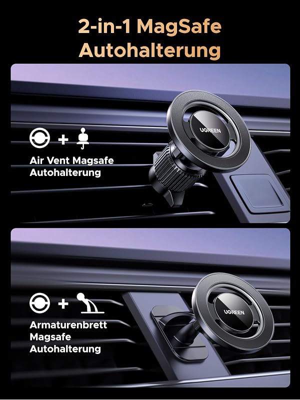 Handyhalterung Auto für MagSafe [2 in 1] mit 20*N52 Starker Magnet
