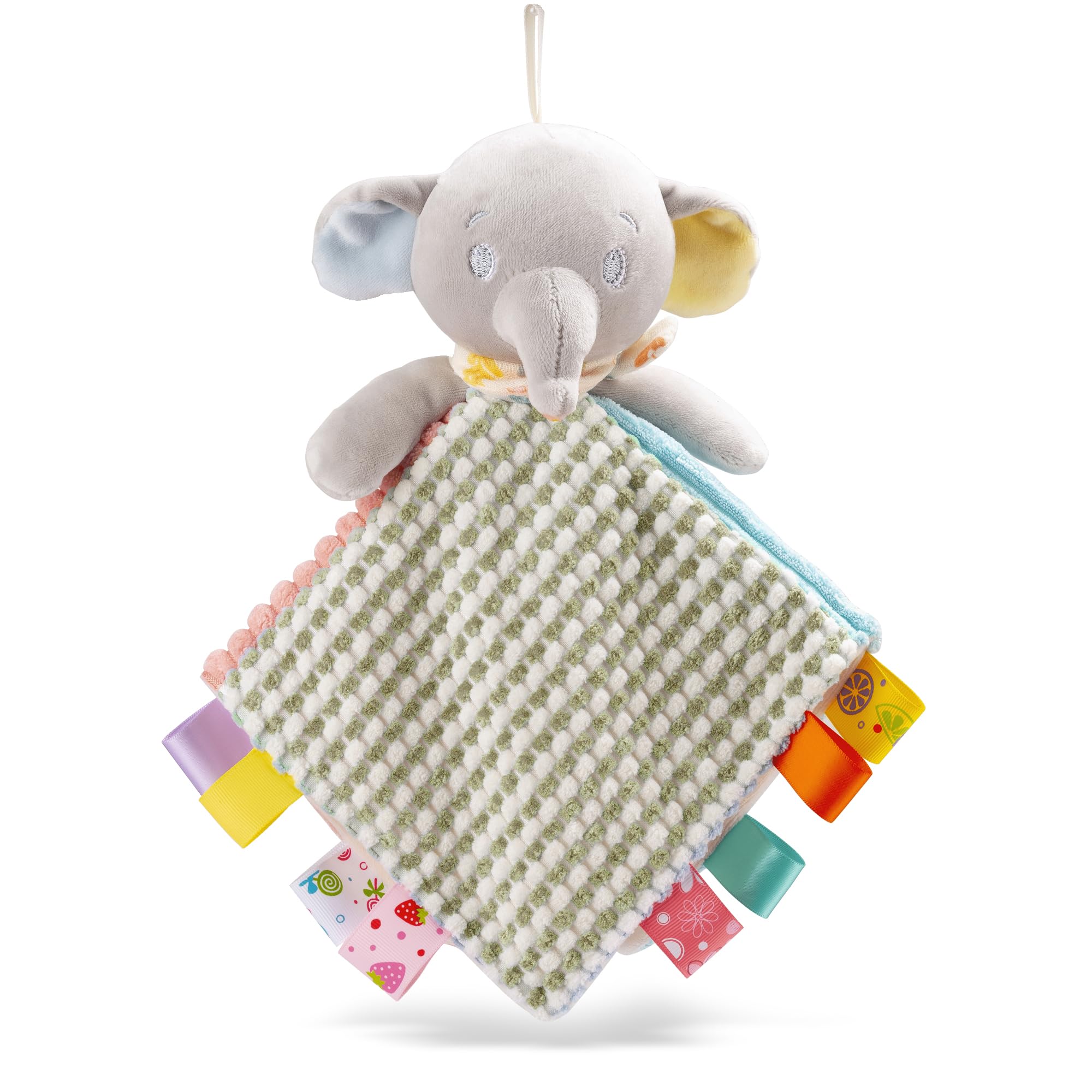 EAQ Baby Comforters Blanket with Taggies - Soft Elephant Comforter for Newborn Sleeping