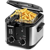 CUSIMAX Electric Deep Fryer with Basket for Home Use 2.5L Capacity | 1500W Oil Fryer with Adjustable Temperature &amp; Time, Lid with View Window and Odor Free Filter