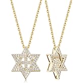 CYW Moissanite Jewish Star of David Pendant Necklace for Women, Really Authentic Solid 925 Sterling Silver, Israel Necklace