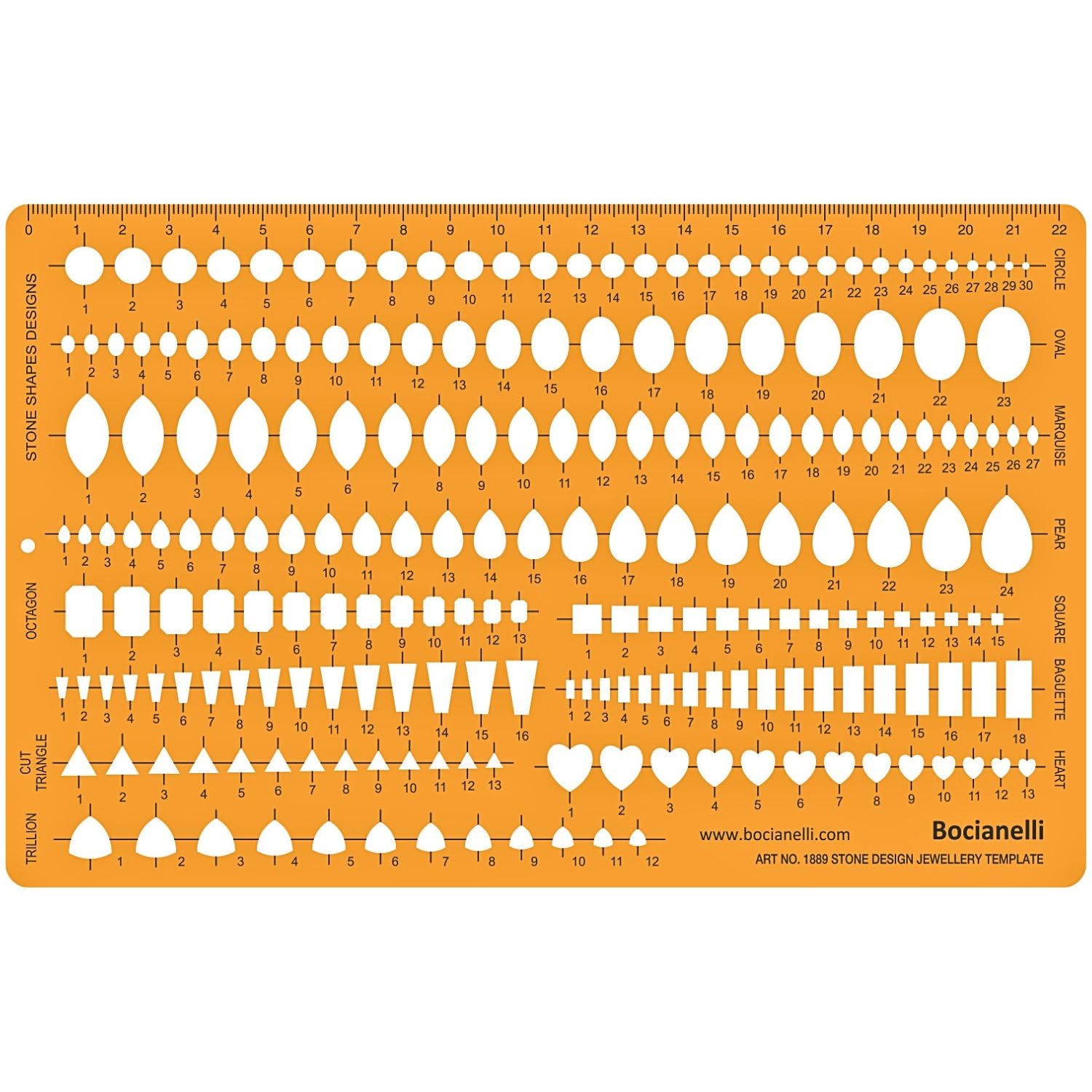 Jewellery Jewelry Craft Design Drawing Drafting Template Stencil - Gemstone Heart Pear Square Baguette Heart Trillion Triangle Octagon