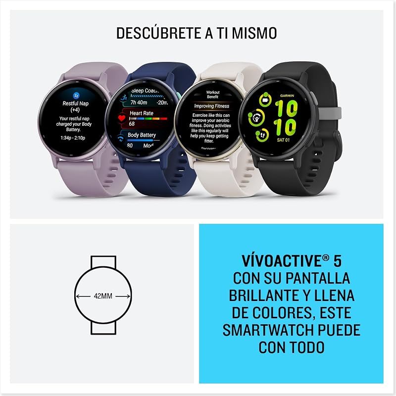 Vívoactive 5, Smartwatch con GPS, Pantalla AMOLED, Funciones esenciales de salud y forma física y hasta 11 días de autonomía, Azul