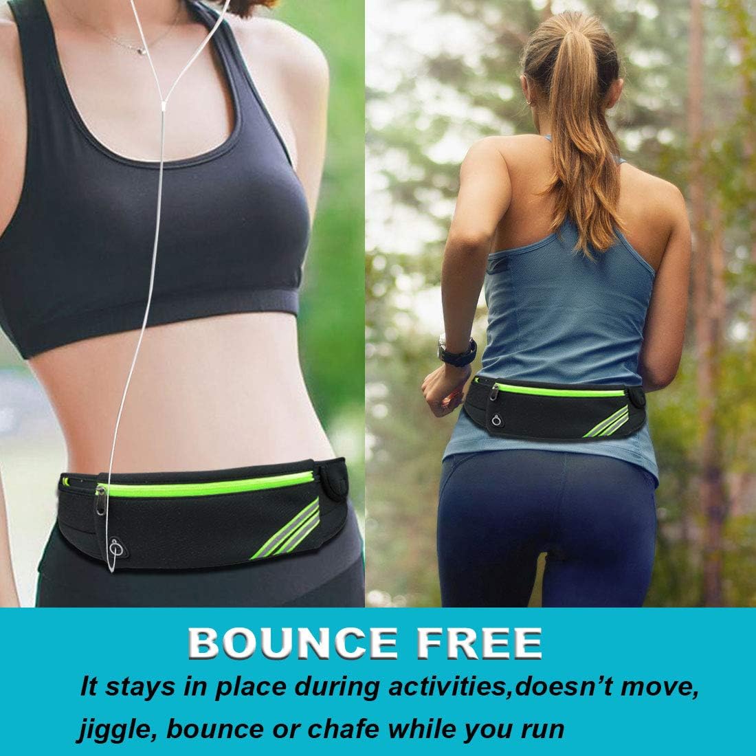 Slim Running Belt Fanny Pack,Waist Pack Bag for Hiking Fitness Cycling Workout Gym,Reflective Runners Belt Jogging Pocket Belt for iPhone XS,XR,7 8 Plus,Travelling Money Phone Holder for Running