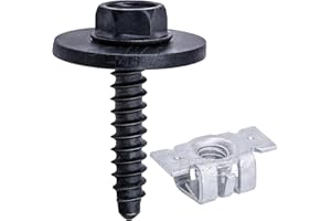 Rexka 20 Sets Multiporposes M4. 2x1. 41 Screws & Push-in U Nuts Kit for GM 11609952 11570498 -Fender Bumper Hood Headlamp Hood Trunk