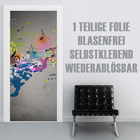 XXL-Tapeten Türtapete selbstklebend TürPoster Grunge Music im Format 90x210cm - Türfolie Klebefolie von Trendwände