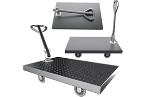 Lomive Heavy Duty Hand Truck with Rotatable Handrail,42"×24" Foldable Platform Truck Cart w/2200lbs Capacity,Collapsible Push Cart Dolly w/360 Swivel Casters,Flatbed Cart w/All-Steel Construction