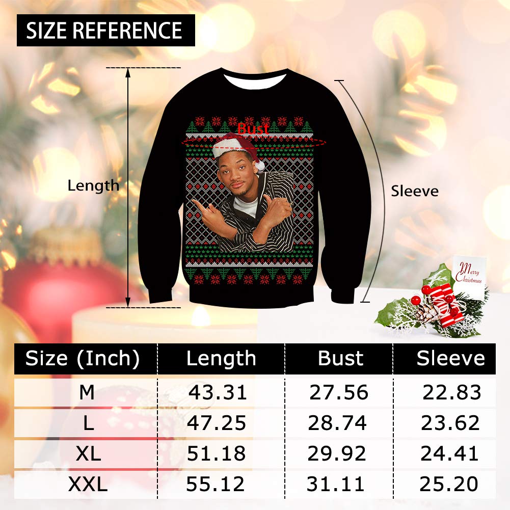 Pemela Youth Boys Ugly Christmas Sweatshirt Comfy Fleece Sweater Long Sleeve Crewneck Casual Pullover Streetwear Jumpers for Xmas Party Black L