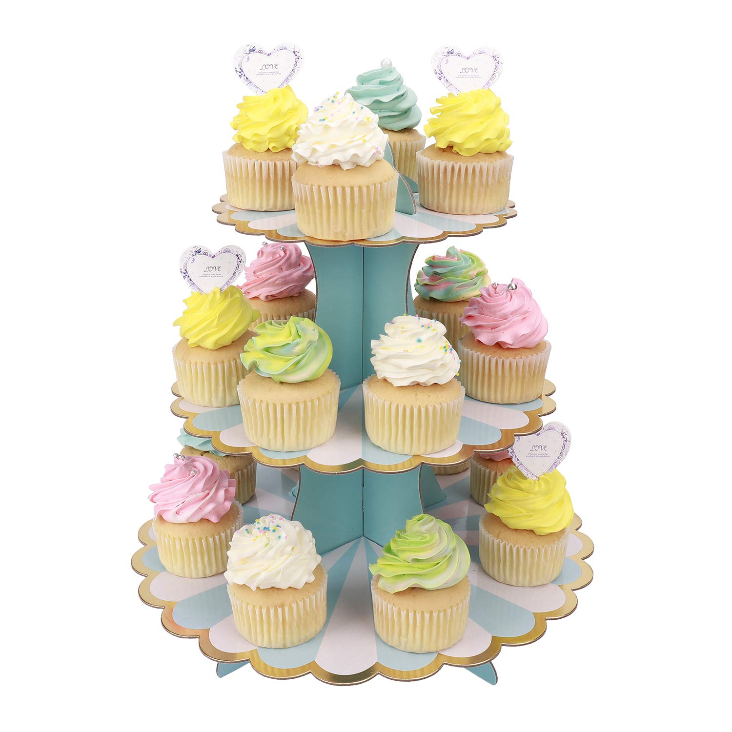 MengH-SHOP Cupcake Stand 3 Tier Cupcake Dessert Holder Cardboard Round Tower for Kids Baby Girls Themed Party Birthday Party