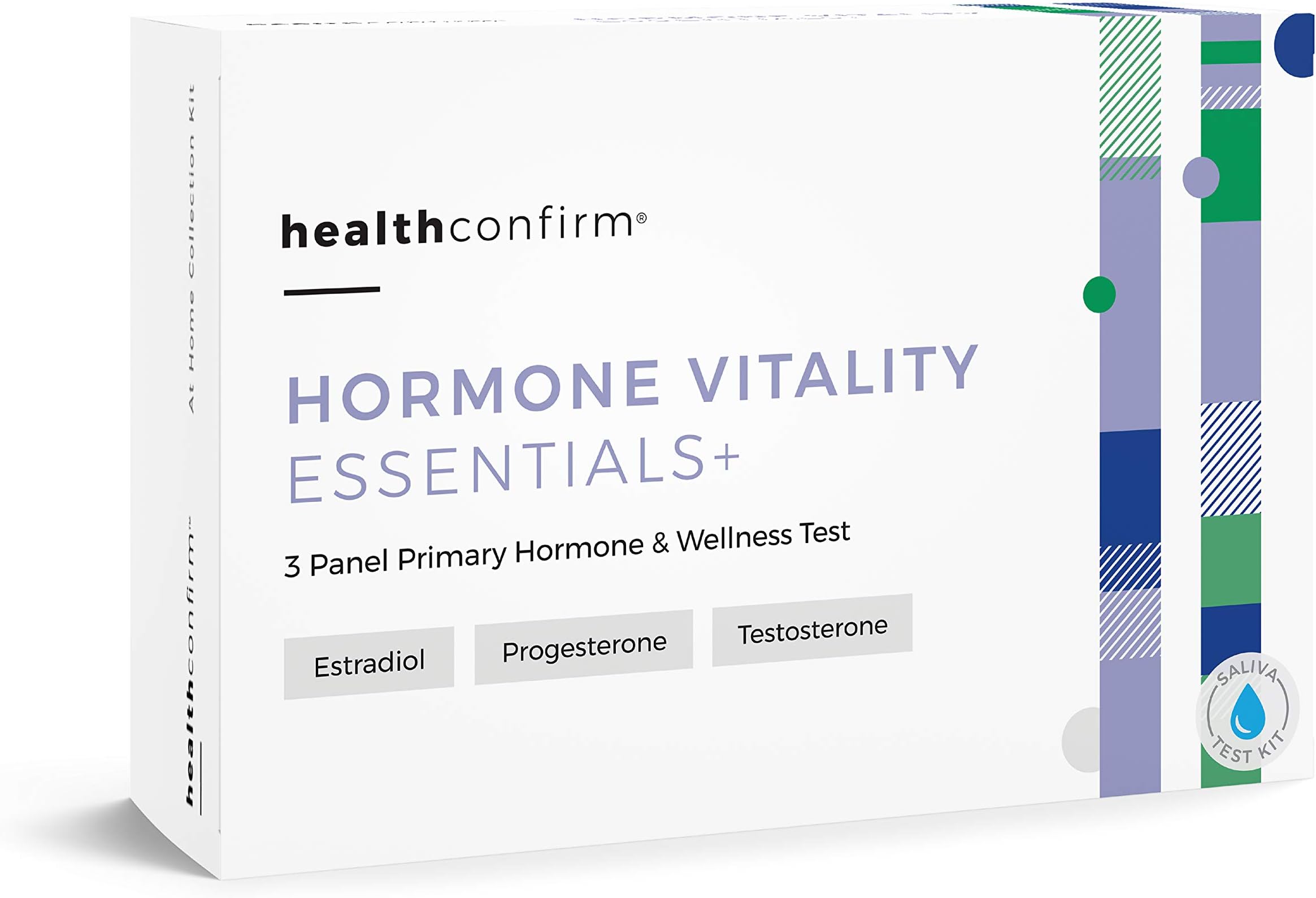 HealthConfirm - Hormone Vitality Essentials - At-Home Test Kit - 3 Panel Morning Hormone Balance Saliva Collection Kit