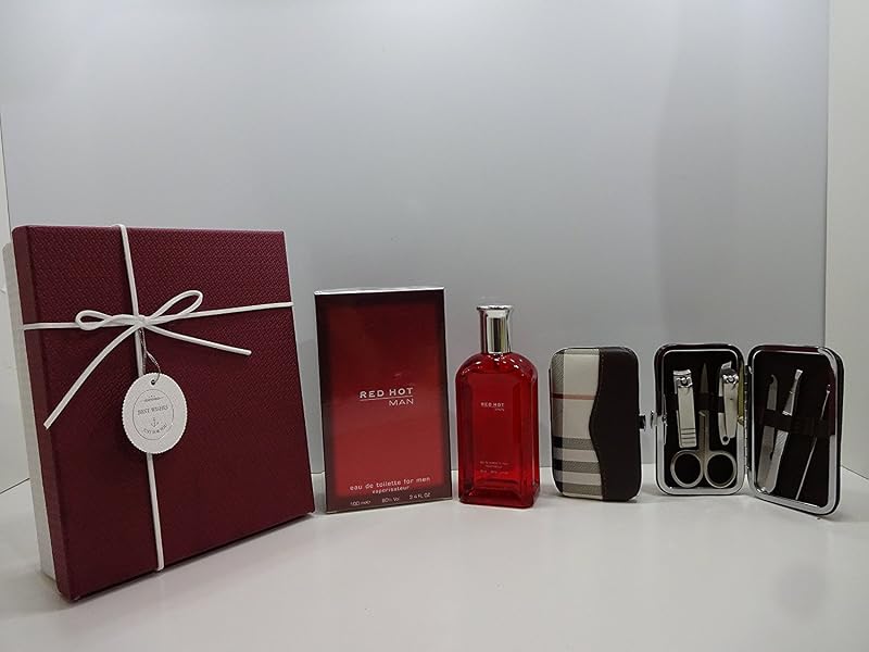 Glory Cosmetics Red Hot Man 100ML EDT Gift Set w/ 6pc Manicure Kit