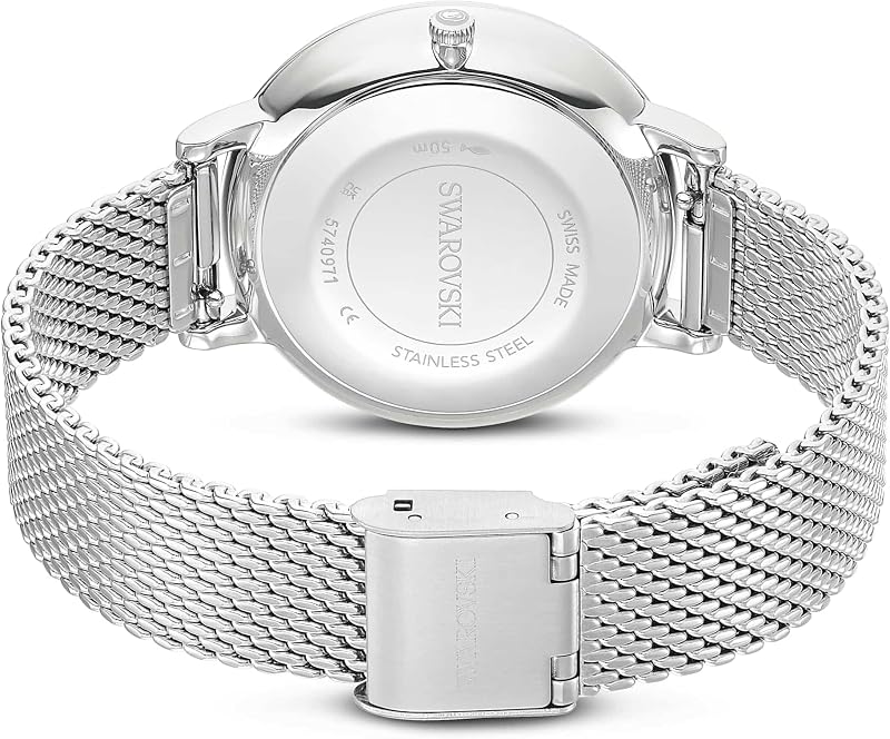 Reloj Clarica, Fabricado en Suiza, Brazalete de Metal, Tono Plateado, Acero Inoxidable