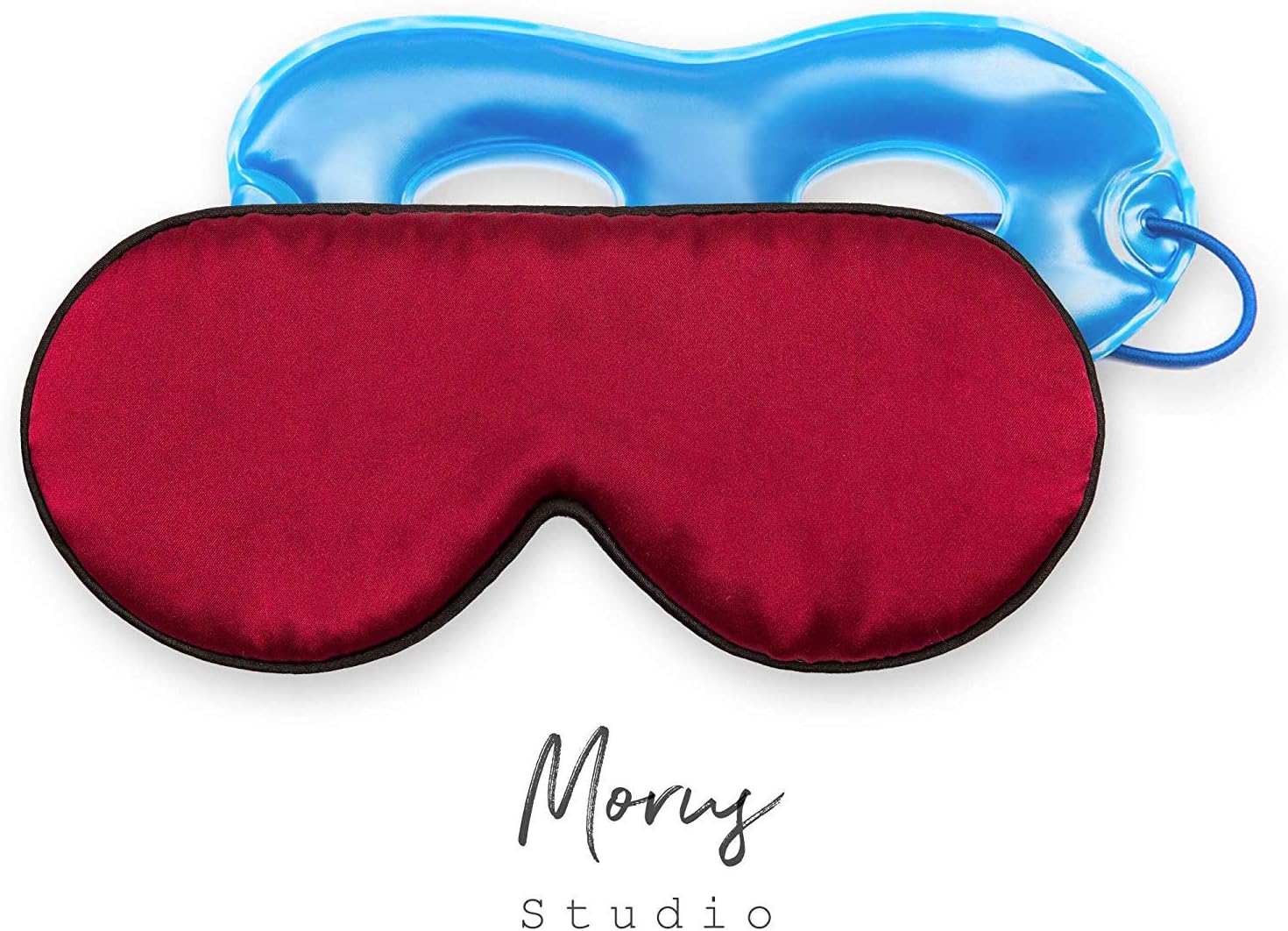MorusStudio Sleep Mask + Cool/Warm Eye SPA Kit, Puffy/Swollen Eye Therapy, Super Soft, Organic, Breathable Mulberry Silk, Lightweight, Adjustable Strap Fit for Any Size, Block 100% Lights (Royal Red)
