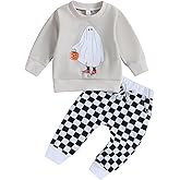 Toddler Baby Boy Halloween Outfit Long Sleeve Ghost/Pumpkin Sweatshirt Tops Elastic Pants 2PCS Fall Winter Clothes