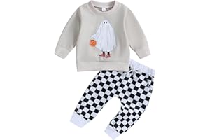 FYBITBO Toddler Baby Halloween Outfits Boy Spooky Season Crewneck Sweatshirt Top Shirts Pants Fall Halloween Clothes Set