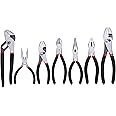 FASTPRO 7-Piece Utility Pliers Set, Includes Slip Joint, Long Nose, Diagonal, Groove Joint, Linesman, and Mini Long Nose Pliers, Dipped Handle