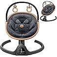 Baby Swings for Infants, Fasonbaby Bluetooth Infant Swing with Music Speaker with 3 Seat Positions, 5 Speeds and Remote Control - Portable Baby Swing for Indoor and Outdoor (Black)