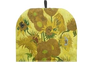 PJHEQOXE Machine Washable Tea Cozy for Teapot Stylish Sunflower Oil Painting Tea Cosy Fabric Quilted Padding & Heat-Proof Teapot Cover Customized Soft Tea Cozy for Household Kitchen（Yellow）