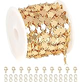 KYUNHOO 5 Meters Heart Link Chain Roll KC Gold Plated Brass Jewelry Making Chains on Spool Craft Chains for Jewelry Making Finding Supplies