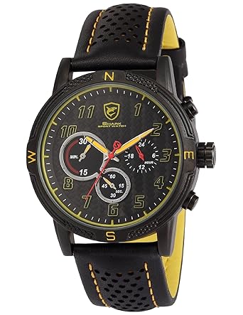 Shark Mens SH253 Quartz Leather Band Chronograph Sport Watch