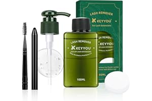 Lash Remover For Lash Clusters KEYYOU 100ML Adhesive Remover DIY Lash Extension Remover Gentle Soothing Eye Cleanser with Brush and Cotton Pad(100ML)
