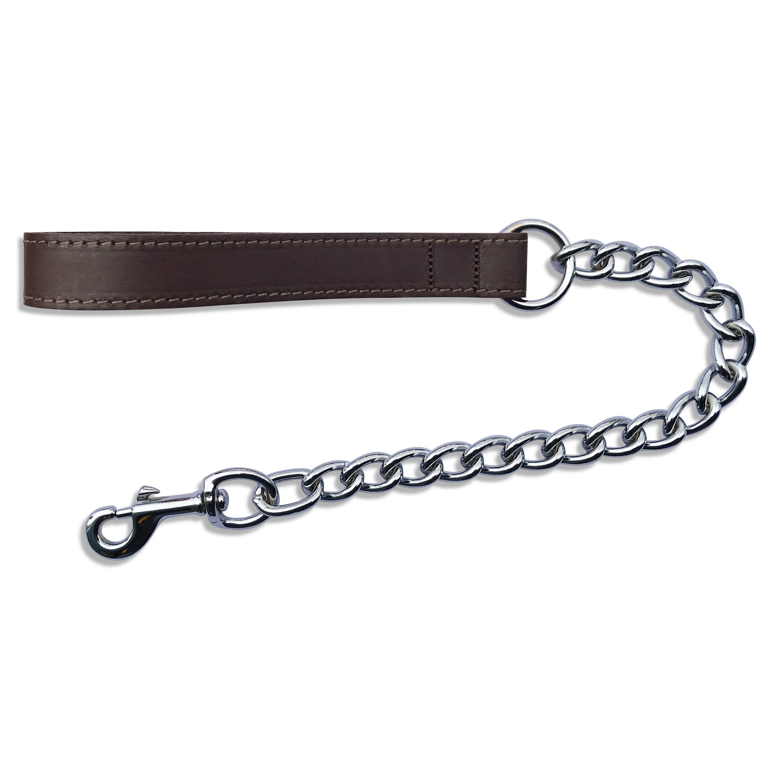 BBD 25-inch Ex Heavy Leather Chain Lead, Brown